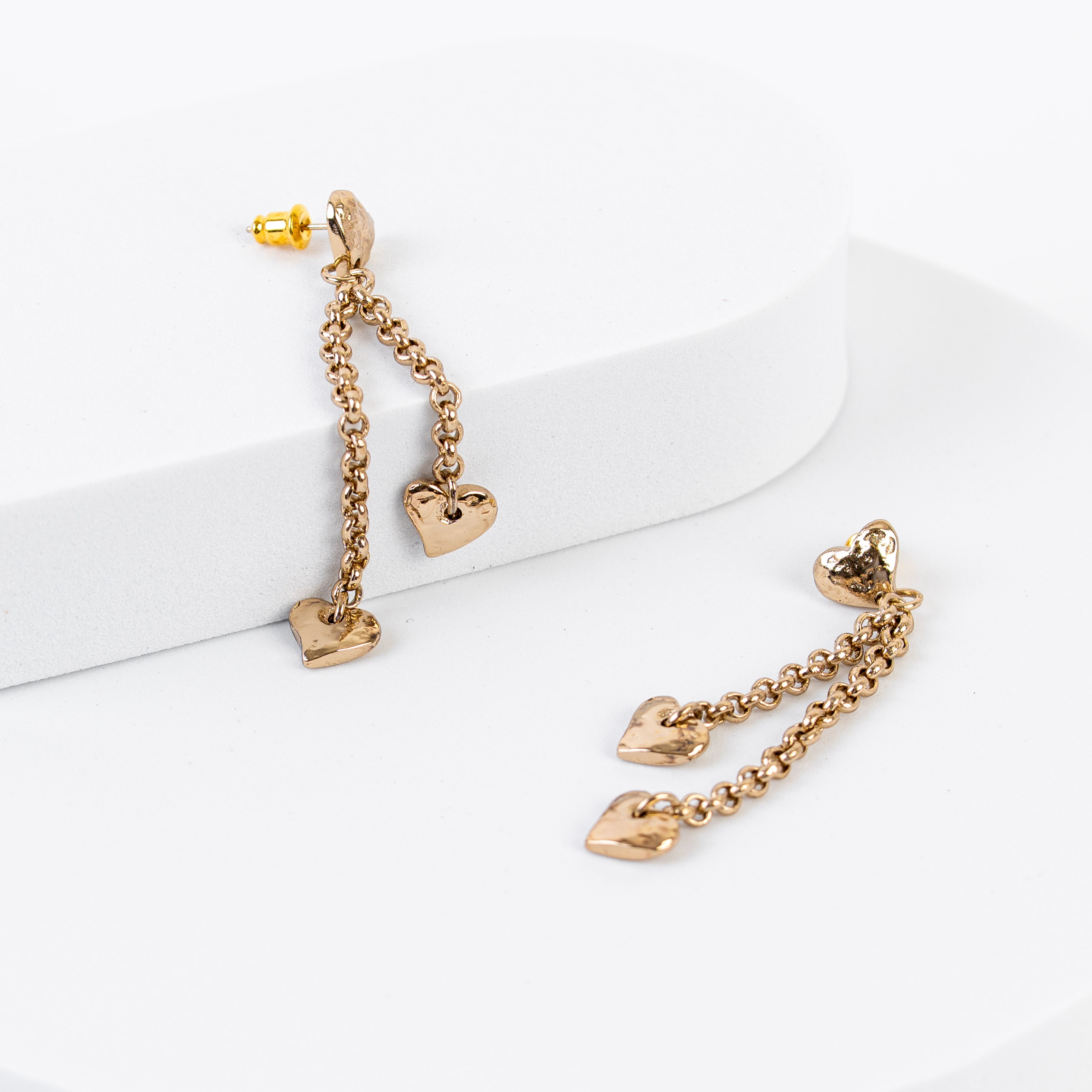 Orecchini Pendenti Triplo Cuore